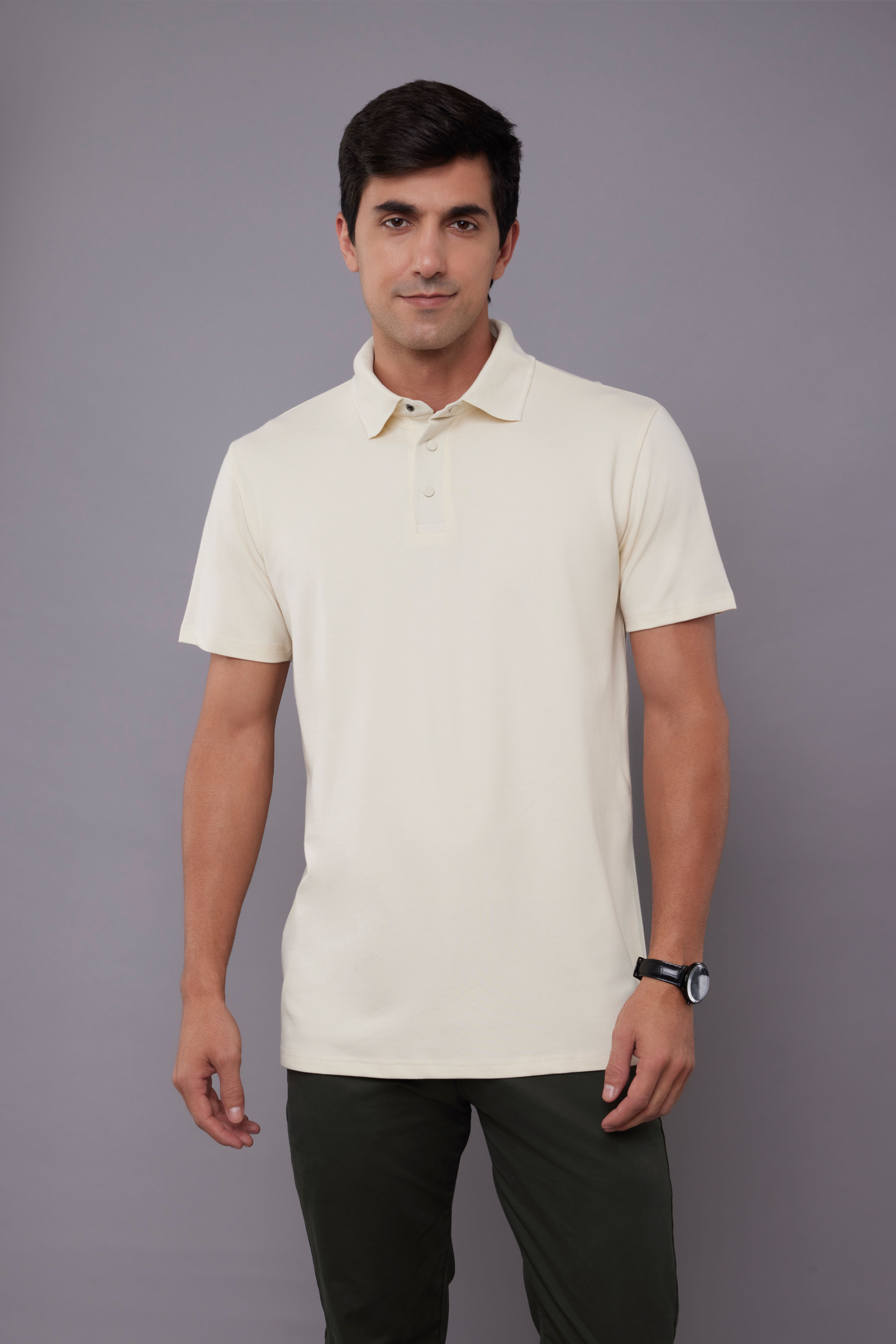STAIN-REPEL & WRINKLE-FREE, TRAVEL POLO - ANTIQUE WHITE