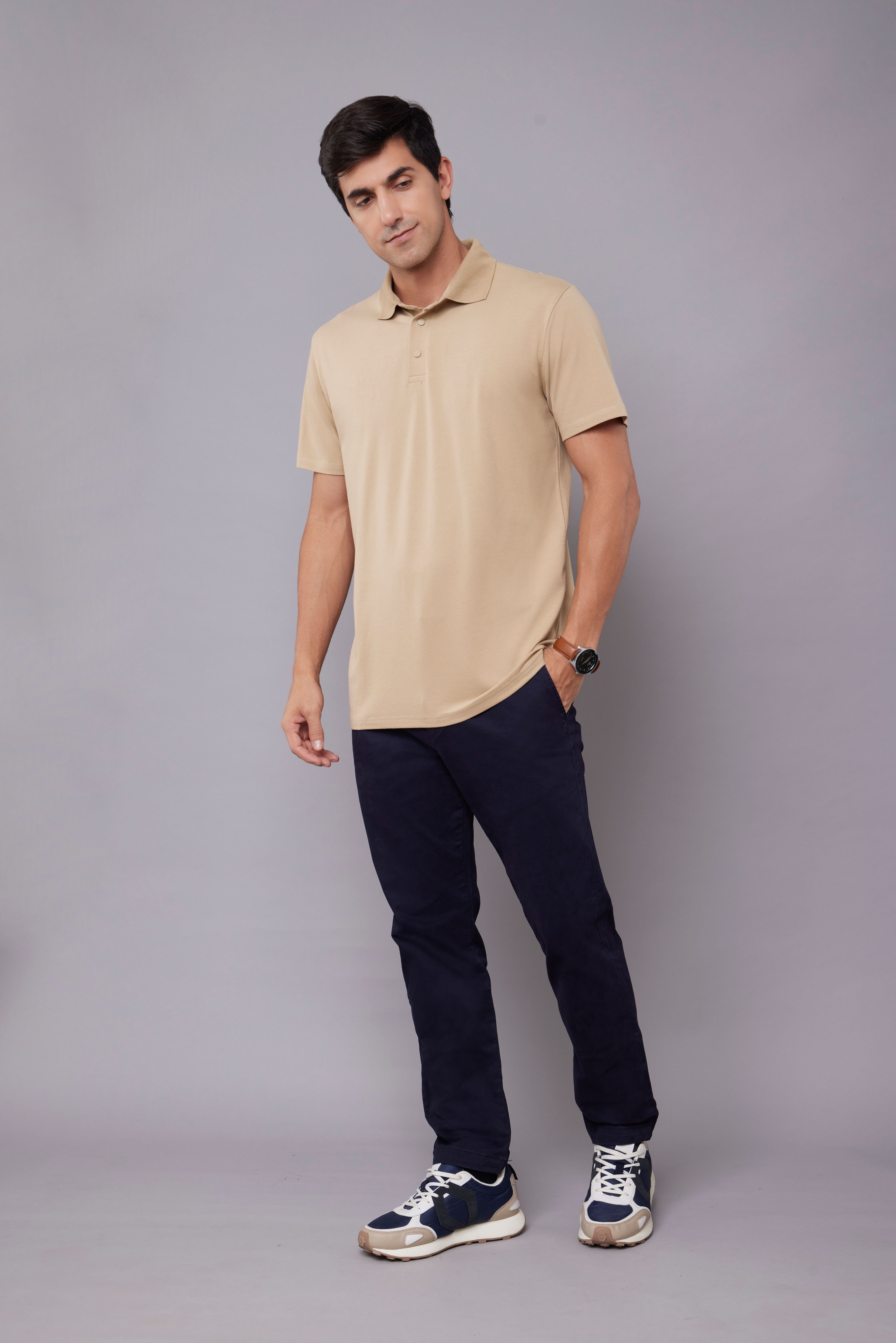 STAIN-REPEL & WRINKLE-FREE, TRAVEL POLO - BISCOTTI