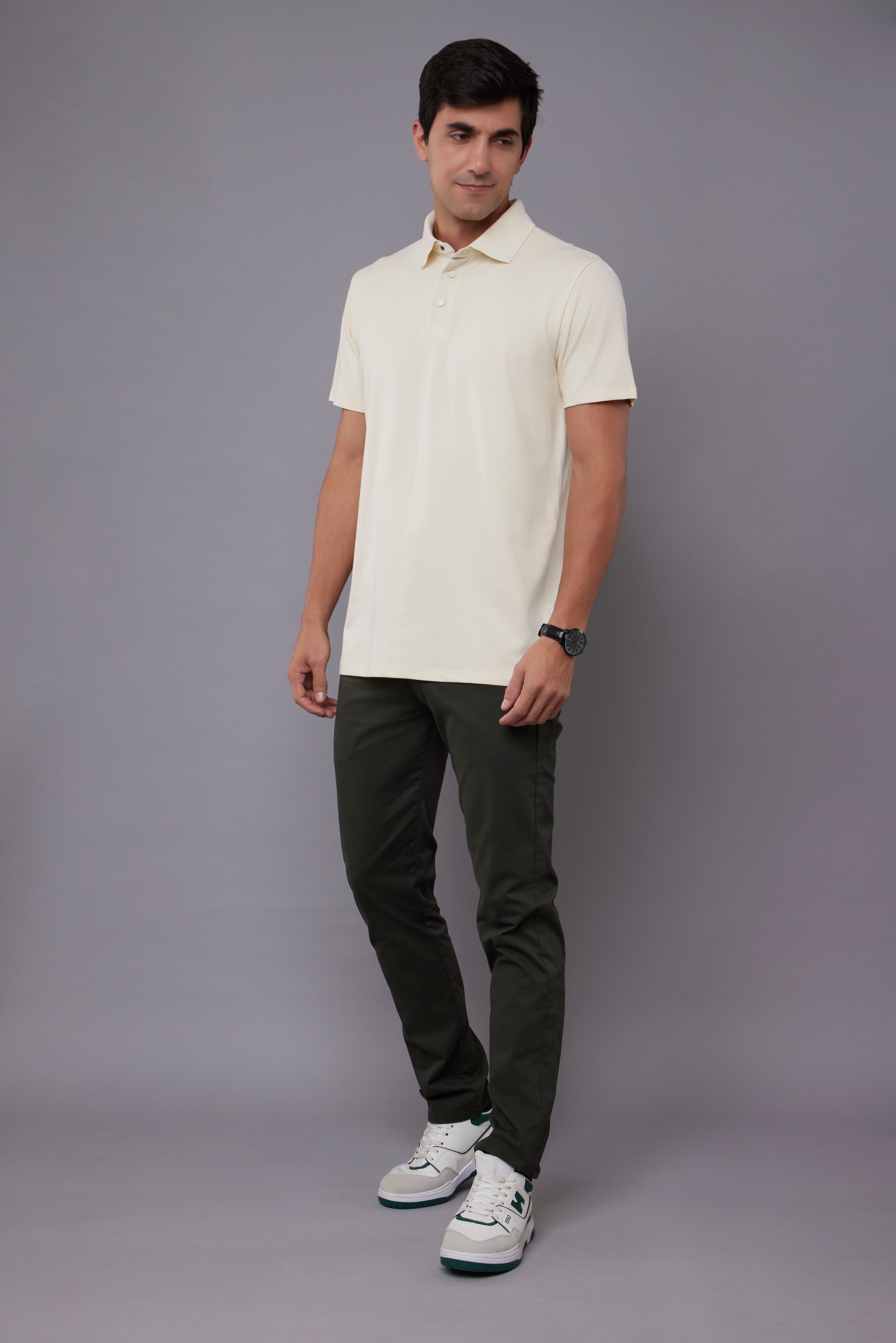 STAIN-REPEL & WRINKLE-FREE, TRAVEL POLO - ANTIQUE WHITE