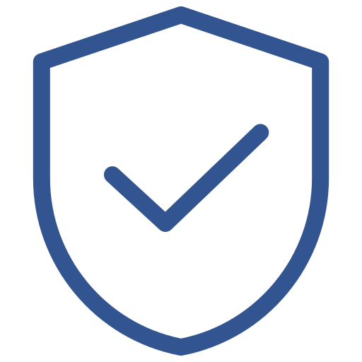 Shield icon with a check mark inside on a white background